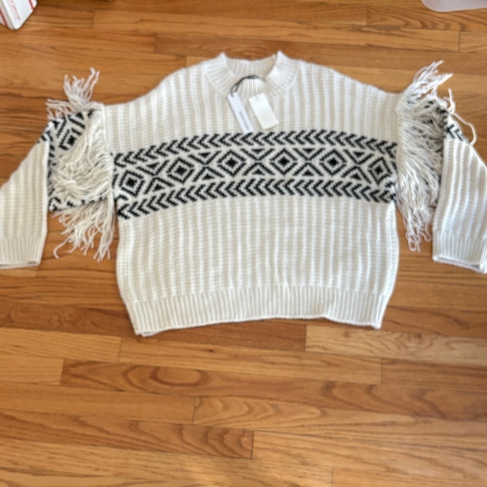 Sanctuary White and Black Patterned Sweater